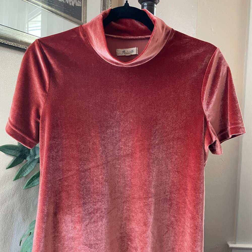 Madewell Velvet Mock Neck Tee - S